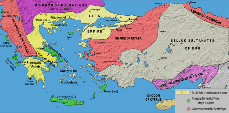 Imperiul Latin şi vasalii săi - foto preluat de pe ro.wikipedia.org