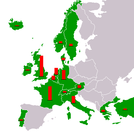 Ţările care au beneficiat de ajutor în cadrul planului Marshall - foto: ro.wikipedia.org