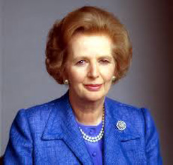 Margaret Hilda Thatcher, Baroneasă Thatcher, (n. 13 octombrie 1925 - d. 8 aprilie 2013) a fost un om politic britanic, prim-ministru al Regatului Unit între 1979 și 1990. Baroneasa Thatcher a fost singura femeie aleasă în funcția de prim-ministru sau lider al unui partid politic major în Regatul Unit, precum și primul premier britanic ales de trei ori consecutiv (1979, 1983 și 1987), record politic pe care l-a egalat numai Tony Blair în 2005. A devenit membru al Parlamentului britanic în 1959. Este una dintre cele mai importante personalități politice britanice, mandatul său fiind cel mai lung mandat continuu din istoria politică britanică. Ea este de asemenea una dintre cele mai controversate figuri politice, fiind prima femeie prim-ministru din întreaga istorie a Europei - foto: cersipamantromanesc.wordpress.com