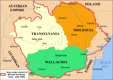Ţările aflate la 1600 sub domnia lui Mihai Viteazul - foto - ro.wikipedia.org