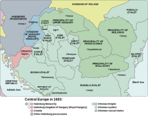 Harta regiunii în ajunul asediului Vienei - foto - ro.wikipedia.org