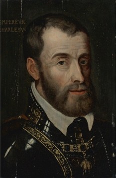 Carol Quintul (n. 24 februarie 1500 – d. 21 septembrie 1558), împărat romano-german din 1519, până la abdicarea sa în 1556. A domnit, de asemenea, ca rege al Spaniei, cu titulatura „Carol I”, din 1516 până în 1556 - foto (portret al împăratului, după Tițian): ro.wikipedia.org