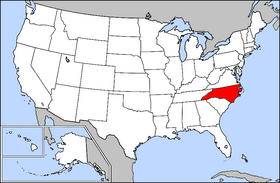 Harta Statelor Unite cu statul Carolina de Nord indicat - foto: ro.wikipedia.org