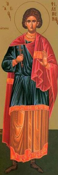 Sfântul Mucenic Filumen († 274) - Era originar din Licaonia (din provincia Capadocia, Asia Mică). A pătimit pentru Mântuitorul Hristos în timpul împăratului Aurelian (270-275). Pomenirea sa de catre Biserica Ortodoxa se face la data de 29 noiembrie  foto preluat de pe doxologia.ro