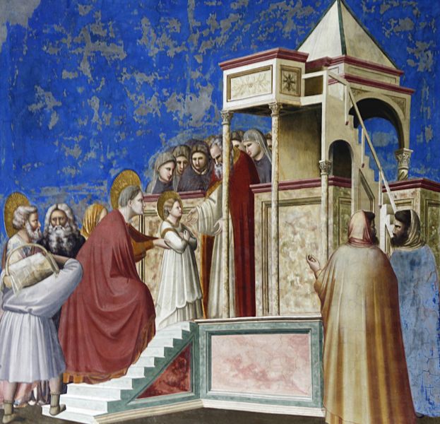 "Aducerea Fecioarei Maria în Templul din Ierusalim" de Giotto - foto: ro.wikipedia.org