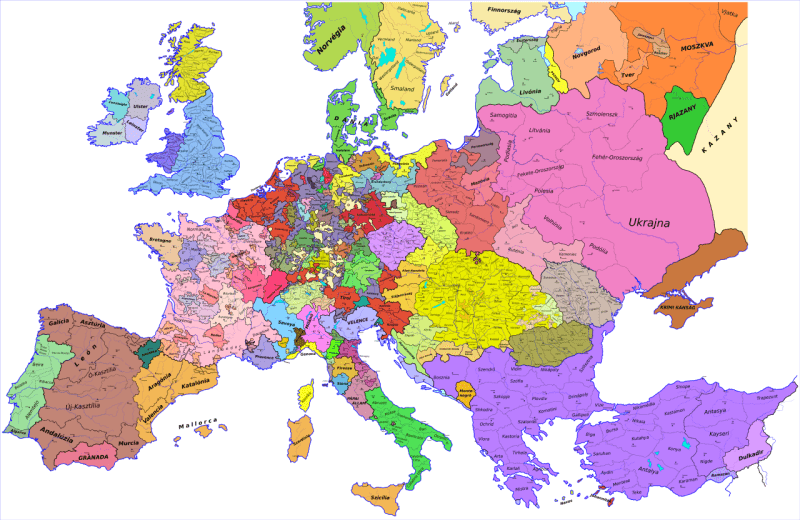 Europe at the end of the reign of King Matthias - foto preluat de pe en.wikipedia.org