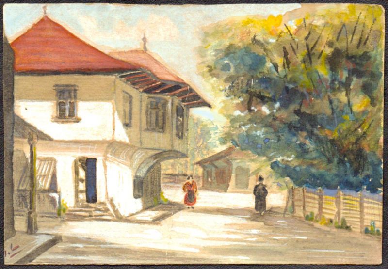 Strada Blănari în 1836, acuarelă - foto: ro.wikipedia.org