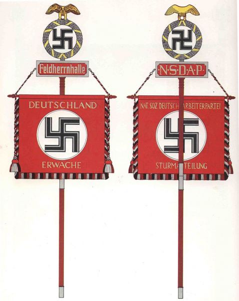 Steagul regimentului de infanterie 271 din wehrmacht, reprezentând Germania pe aversul său, și respectiv partidul nazist, NSDAP, pe revers - foto preluat de pe ro.wikipedia.org