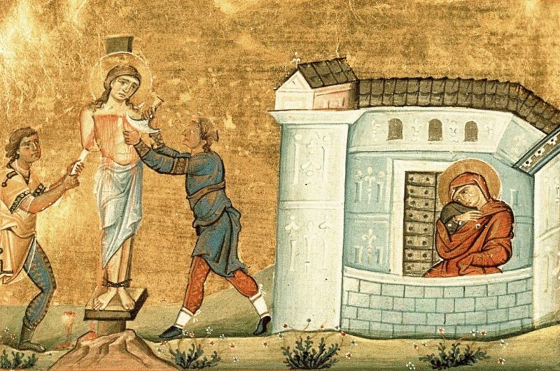 Sfânta Muceniță Agata - miniatură din Menologhionul lui Vasile al II-lea Macedoneanul - foto preluat de pe evz.ro