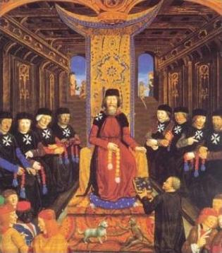 Grand Master and senior Knights Hospitaller in the 14th century - foto preluat de pe en.wikipedia.org
