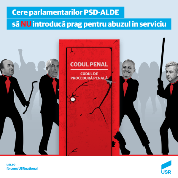 Cere parlamentarilor PSD-ALDE să nu introducă prag pentru abuzul în serviciu! - foto preluat de pe facebook.com