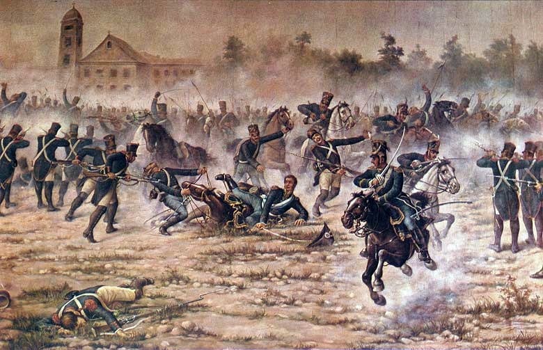 Battle of San Lorenzo (3 February 1813) -  Part of Second Banda Oriental campaign - Painting of the battle by Ángel della Valle - foto preluat de pe en.wikipedia.org