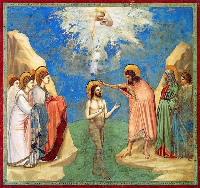 Giotto. Baptism of the Lord. Fresco, 1305 - foto preluat de pe www.liturgicalartsjournal.com