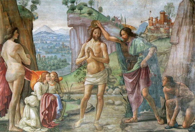 Domenico Ghirlandaio. Baptism of the Lord, fresco, 1486-1490 - foto preluat de pe www.liturgicalartsjournal.com