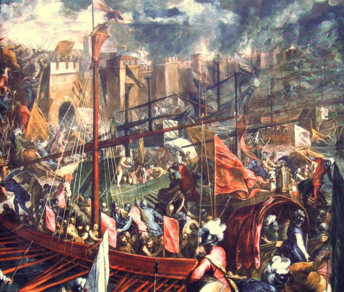 Capturarea Constantinopolului de către cea de-a Patra Cruciadă (1204) - foto preluat de pe ro.wikipedia.org
