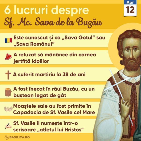 Sf. Mc. Sava de la Buzău (334 - 372) - foto preluat de pe www.facebook.com/basilica.ro