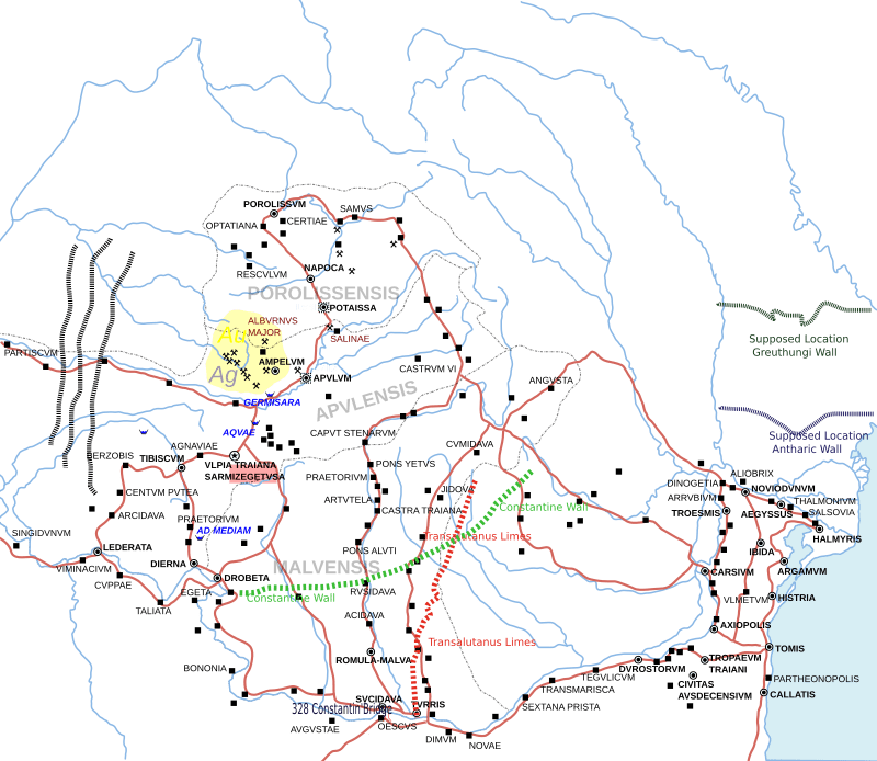 Podul lui Constantin cel Mare pe hartă - foto preluat de pe ro.wikipedia.org