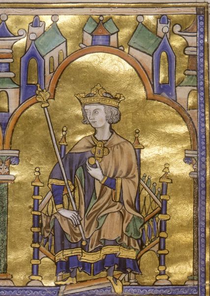 Portretul lui Ludovic al IX-lea în Biblia de la Toledo⁠(es) (ca. 1226-1234) - foto preluat de pe ro.wikipedia.org