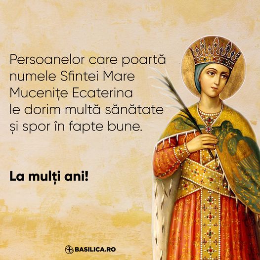 Ecaterina din Alexandria (287 - 305) - foto preluat de pe www.facebook.com/basilica.ro