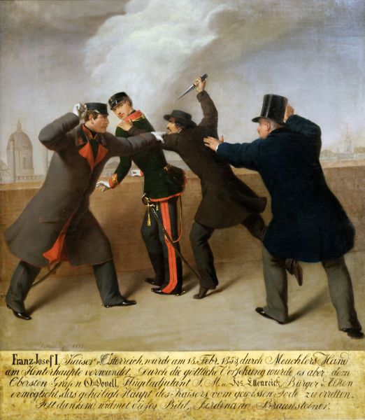 Atentatul din 1853. Pictură de J. Reiner - foto preluat de pe ro.wikipedia.org
