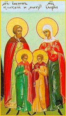 Sfinții Mucenici Claudiu împreună cu soţia sa Ilaria și fiii lor Iason şi Mavru - foto preluat de pe doxologia.ro