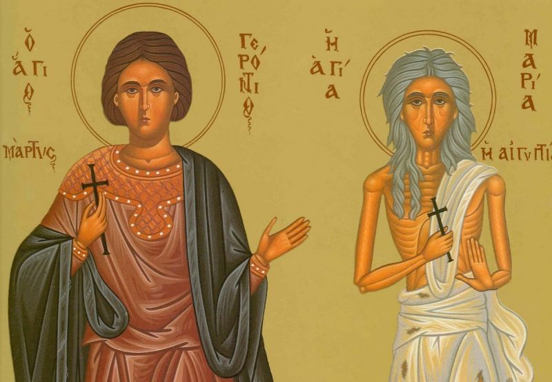 Sfântul Mucenic Gherontie și Sfânta Cuvioasă Maria Egipteanca - foto preluat de pe doxologia.ro