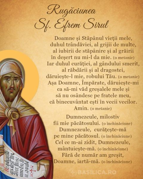 Sf. Cuv. Efrem Sirul (Secolul al IV-lea) - foto preluat de pe www.facebook.com/basilica.ro