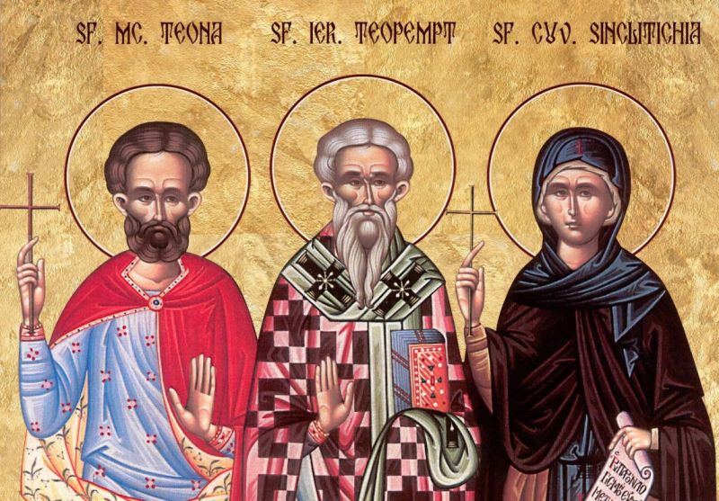 Sf. Mc. Teopempt şi Teonas; Sf. Cuv. Sinclitichia - foto preluat de pe www.facebook.com/basilica.ro