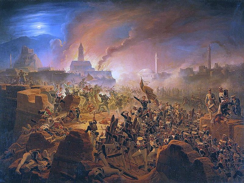 Bătălia de la Akhaltsikhe (21 - 28 august 1828) de January Suchodolski, ulei pe pânză, 1839 - foto preluat de pe ro.wikipedia.org
