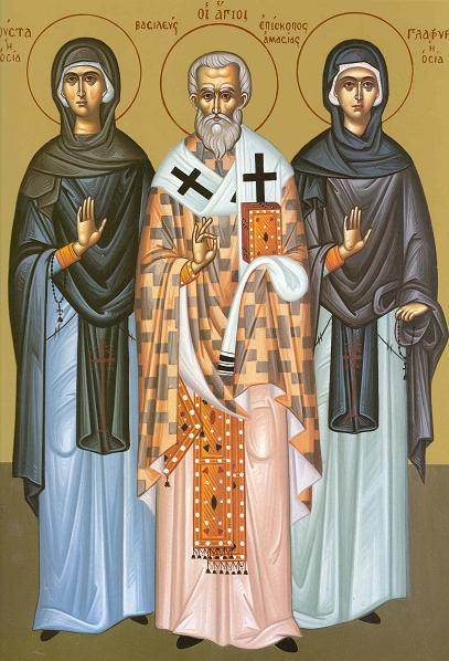 Sfântul Mucenic Vasilevs, Episcopul Amasiei și Sfintele Cuvioase Iusta și Glafira - foto preluat de pe doxologia.ro