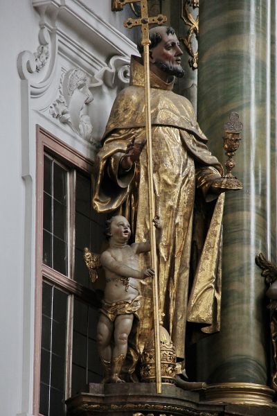 Reprezentare a Sfântului Telesfor (✝ 136/137) din secolul al XIV-lea în Mănăstirea Carmelită din Straubing, Bavaria - foto preluat de pe en.wikipedia.org